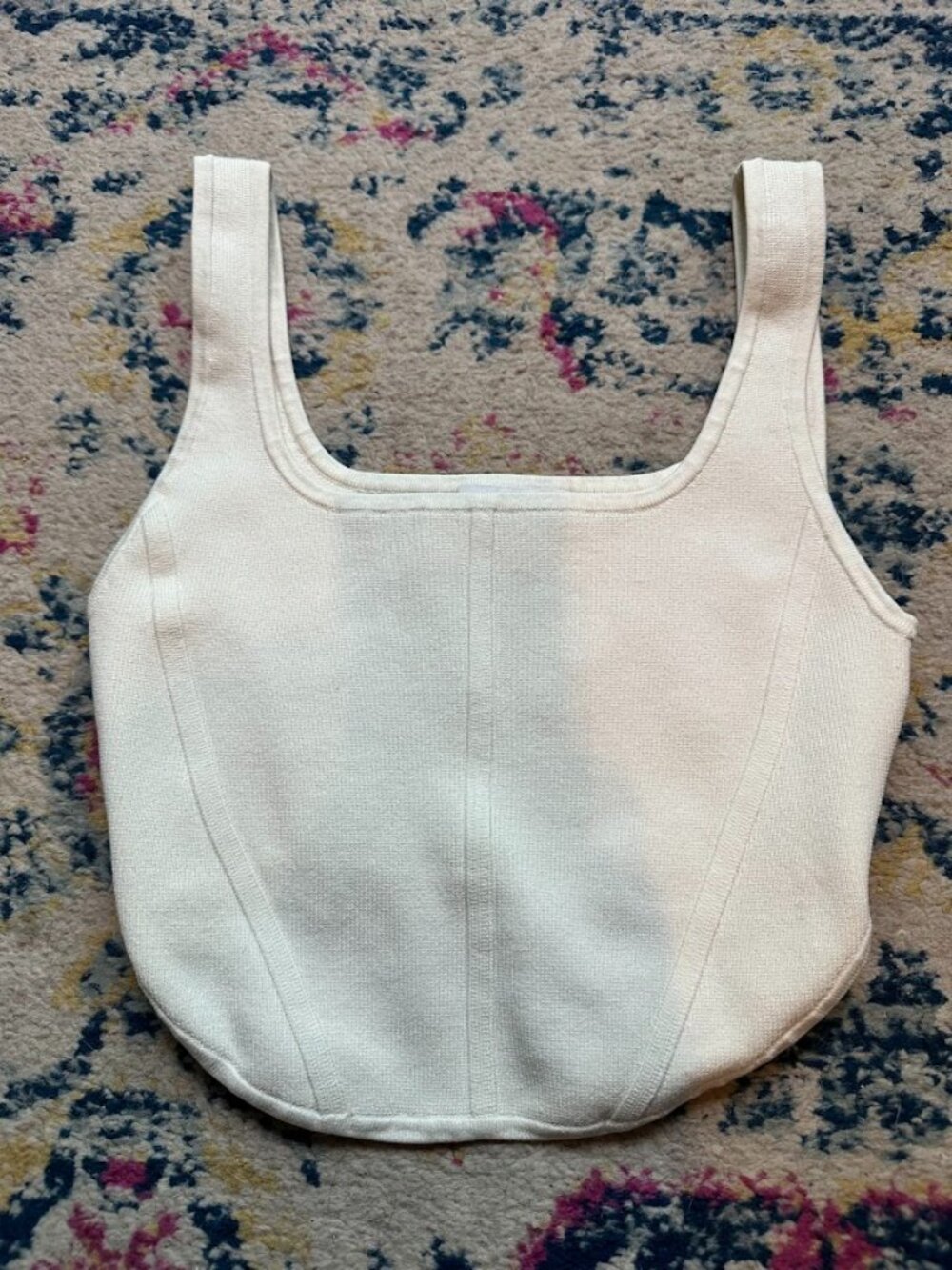 Aritzia Babaton Cream Sculpt Knit Bustier Crop Tank - S